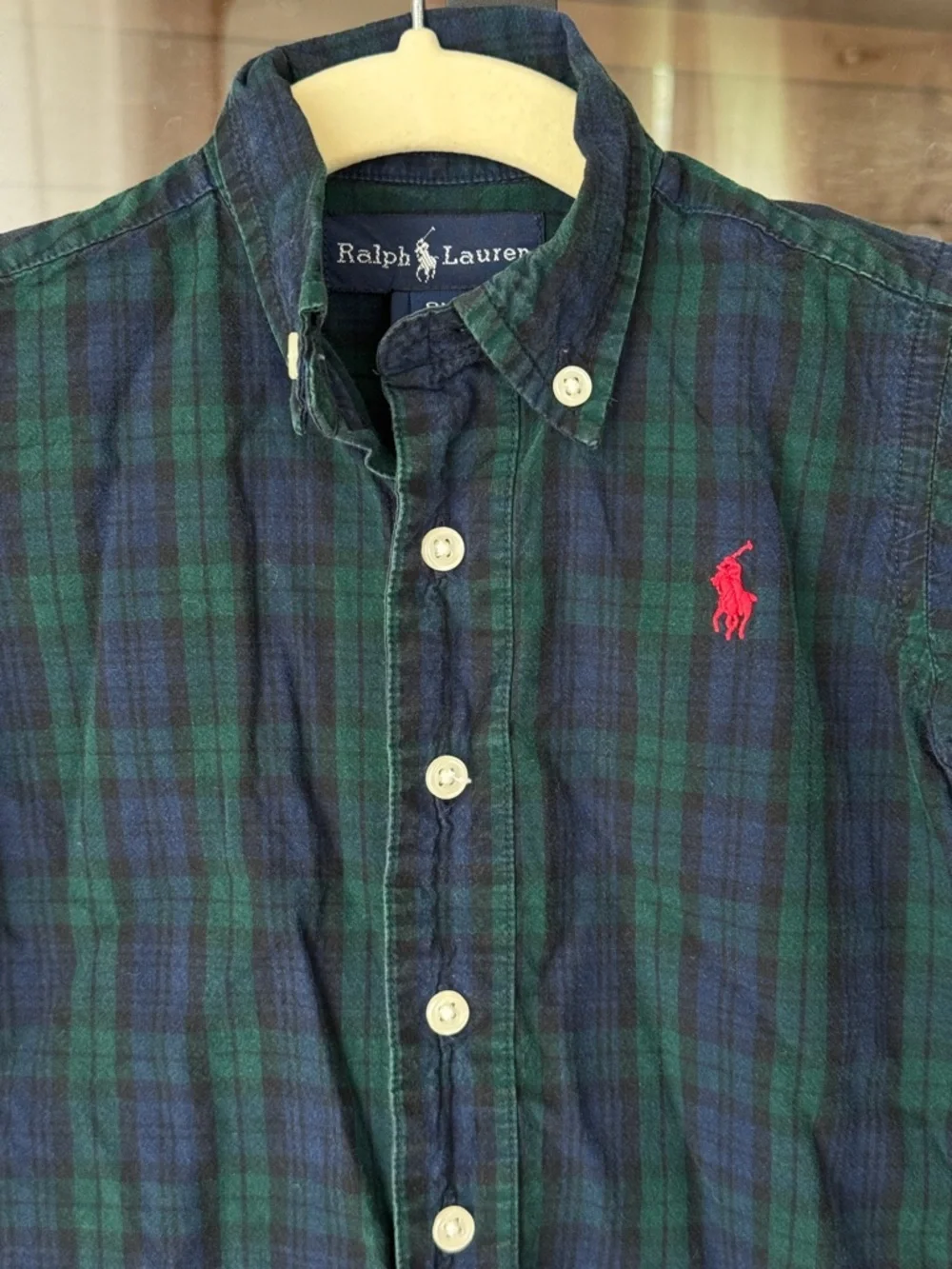 Ralph Lauren plaid coverall baby boy logo green navy long sleeve polo logo